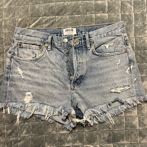AGOLDE Women's Distressed Denim Shorts - Blue